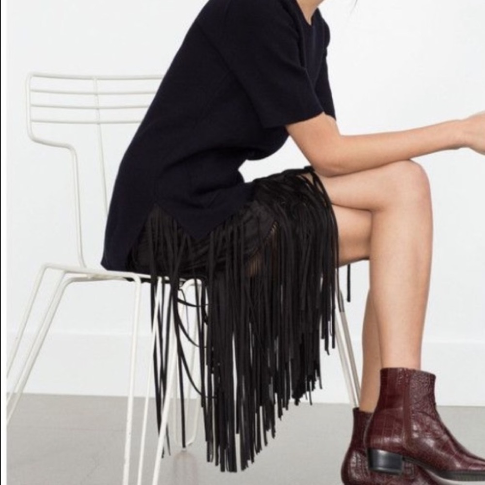 Zara Fringe Tier Skirt Western Boho Chic